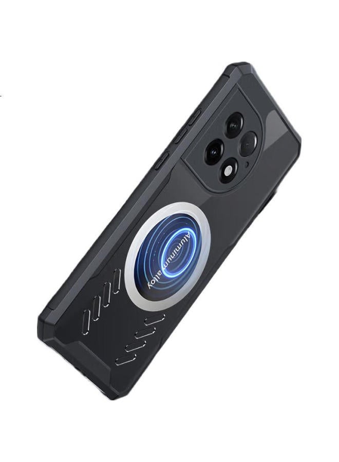Freeson Heat Dissipation Phone Case For Oneplus Ace2 Pro, Full Lens Protection, Shockproof, Anti-Collision Corners, Simple Transparent Design, Metal Magnetic Compatible With Cooling Fans, Black - Image 3