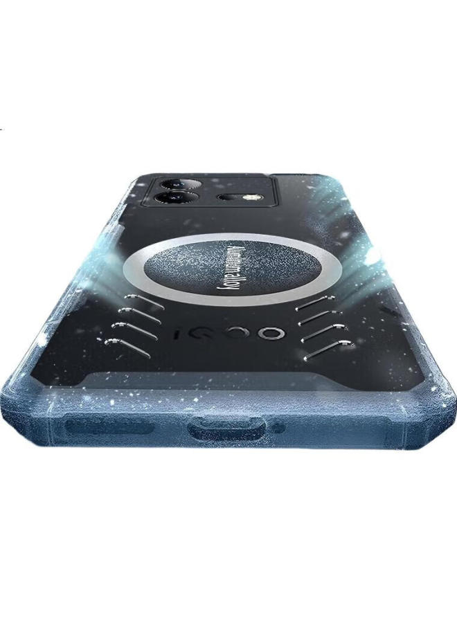 Freeson Heat Dissipation Phone Case For Oneplus Ace2 Pro, Full Lens Protection, Shockproof, Anti-Collision Corners, Simple Transparent Design, Metal Magnetic Compatible With Cooling Fans, Black - Image 2