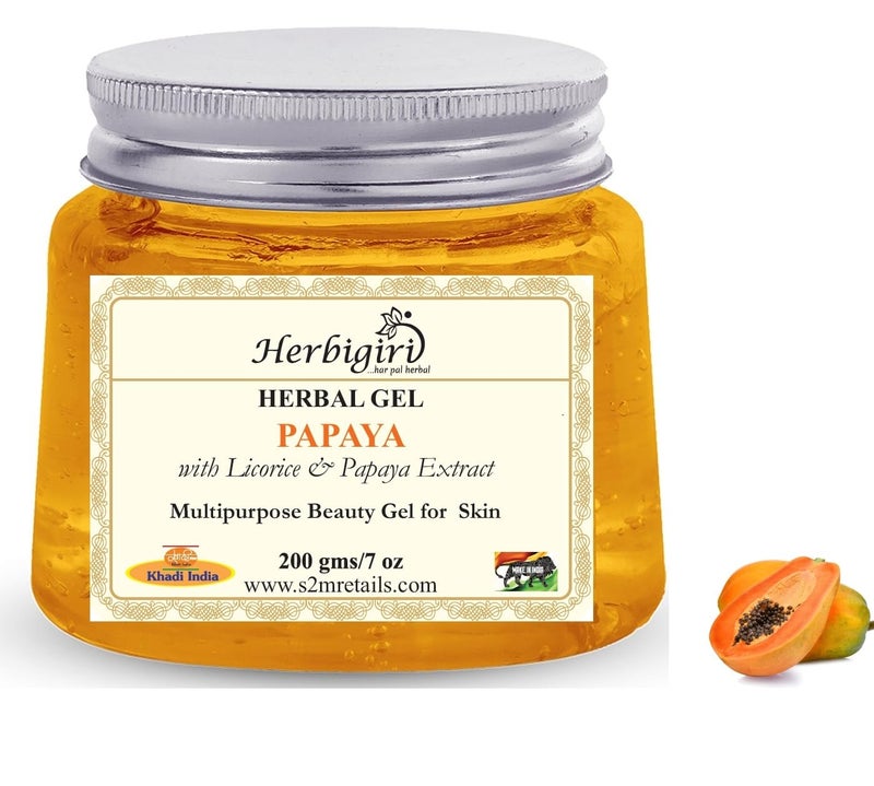 Khadi Herbal Herbigiri Herbal Papaya Moisturizing Gel for Face with Liquorice and Cucumber extract  For Skin Moisturising and AntiPigmentation  Suitable for All Skin Types  Pack of 1 200g
