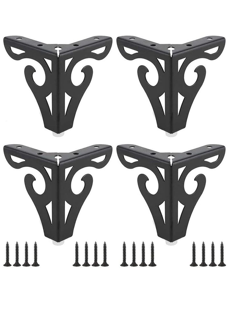 Heavy-Duty 10cm Metal Furniture Legs with Screws - Ideal for Coffee Tables, Dining Tables, Cabinets & Sofas (Retro Black Design) - Image 1