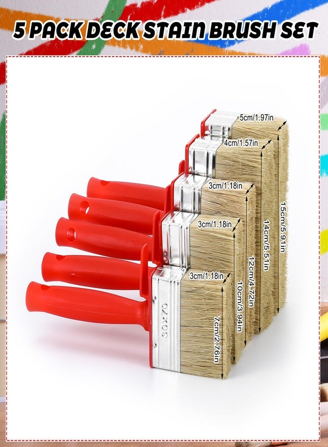 Hoolerry 5 Pcs Deck Stain and Sealer Block Paint Brushes for Wood Heavy Duty Brush Paint Brushes for Walls Applicator for Painting Staining Decking Fence (3",4",4.7",5.5",6") - Image 2