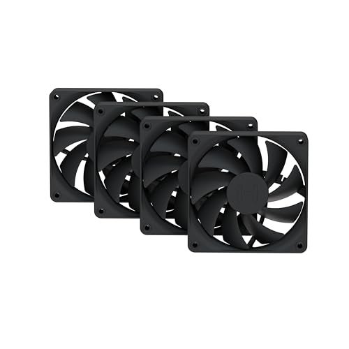 Hyte Flow FA12 120mm PC Case Fans 4-Pack, High Performance, Low Noise, 1500 RPM, 4-Pin PWM, Fluid Dynamic Bearing - Pitch Black - Image 1