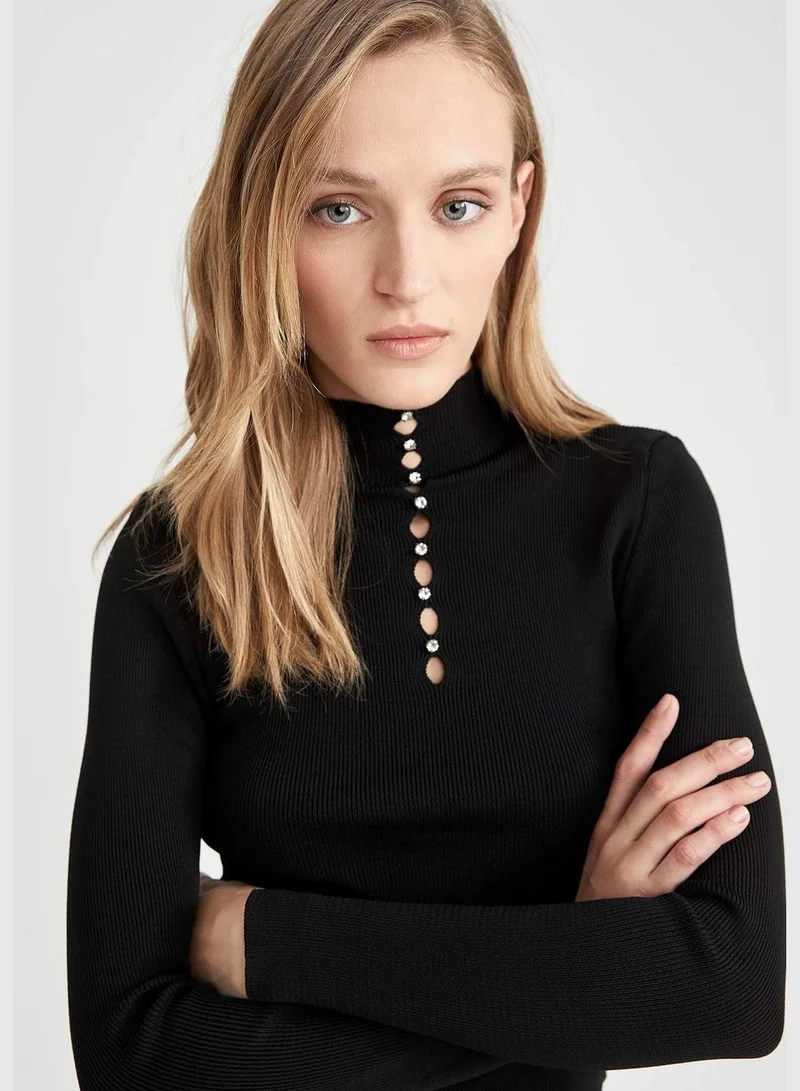 DeFacto Woman Mock Neck Long Sleeve Tricot Pullover