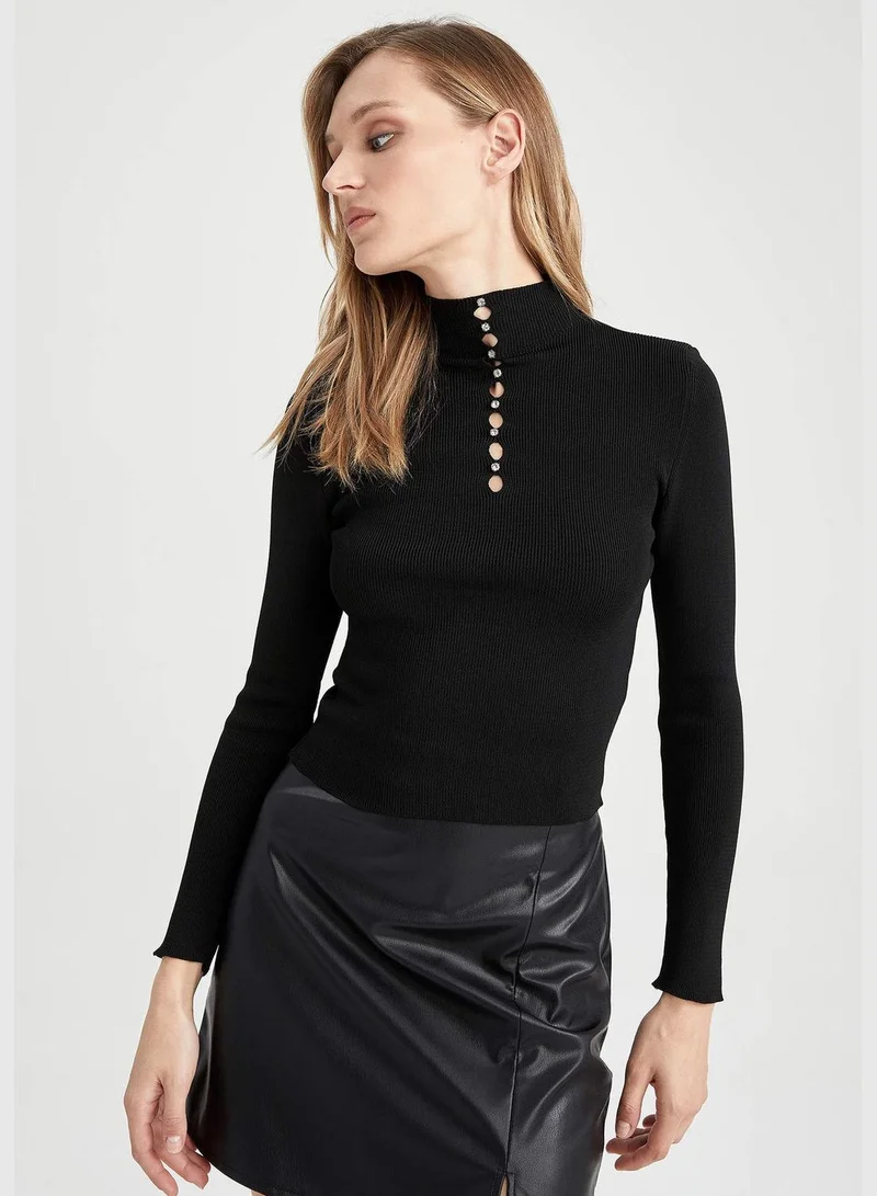 DeFacto Woman Mock Neck Long Sleeve Tricot Pullover