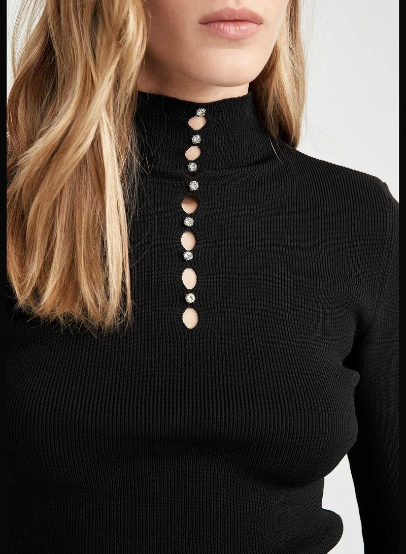 DeFacto Woman Mock Neck Long Sleeve Tricot Pullover