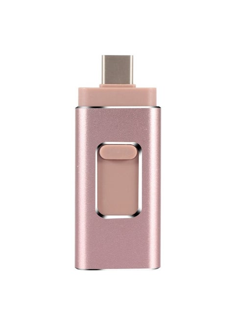 16GB USB Flash Drive, Shock Proof 3-in-1 External USB Flash Drive, Safe And Stable USB Memory Stick, Convenient And Fast Metal Body Flash Drive, Rose Gold (Type-C Interface + apple Head + USB)