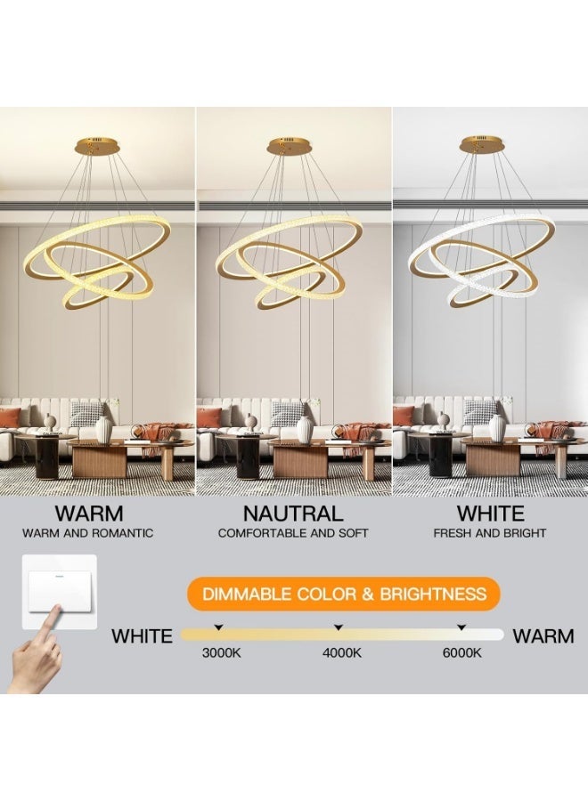 AFN Modern LED Ring Pendant Light with Multi Layer Hanging Design for Living Room Dining Area Staircase, Energy Efficient Decorative Ceiling Suspension Lighting Fixture - Image 5