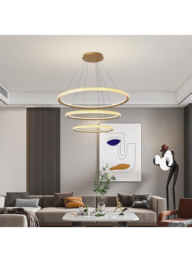 AFN Modern LED Ring Pendant Light with Multi Layer Hanging Design for Living Room Dining Area Staircase, Energy Efficient Decorative Ceiling Suspension Lighting Fixture - Image 1