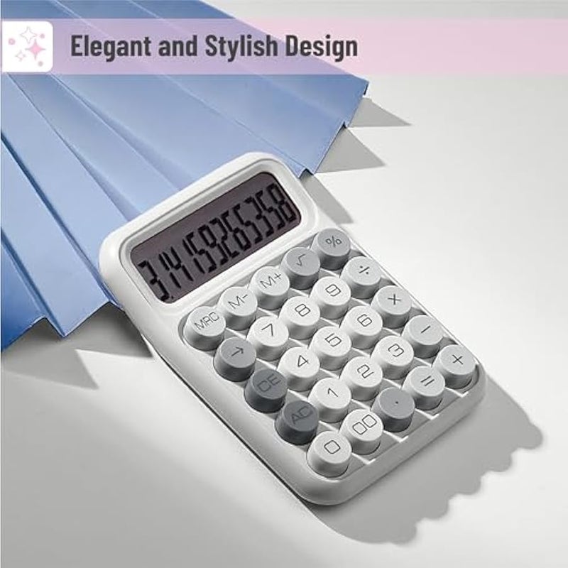 - Mechanical Switch Calculator, 12 Digits, Large LCD Display, Gray Calculator Big ons - Image 4