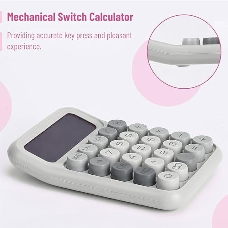 - Mechanical Switch Calculator, 12 Digits, Large LCD Display, Gray Calculator Big ons - Image 3