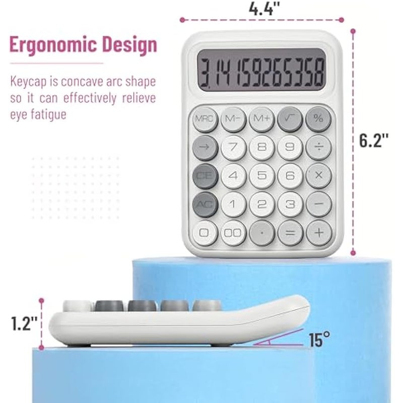 - Mechanical Switch Calculator, 12 Digits, Large LCD Display, Gray Calculator Big ons - Image 2