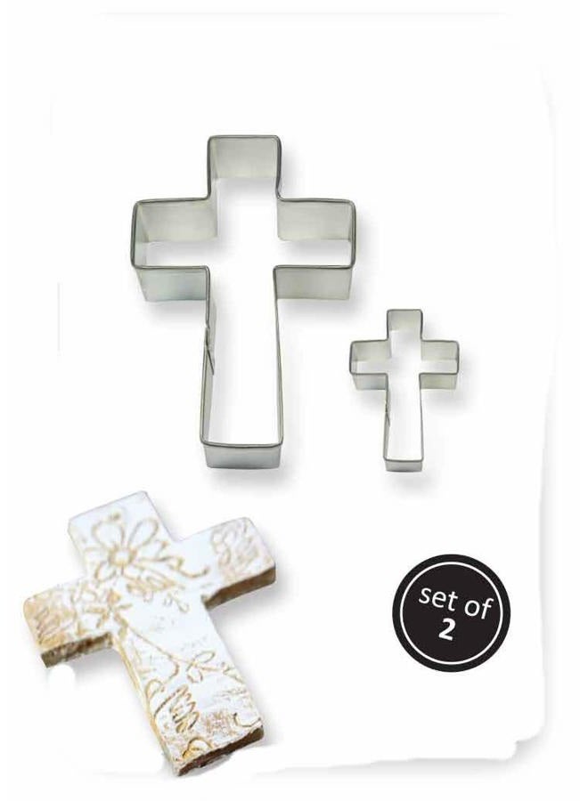 PME Cross Cookie and Cake Cutters,Silver, Set of 2 Small and Large Sizes - Image 3