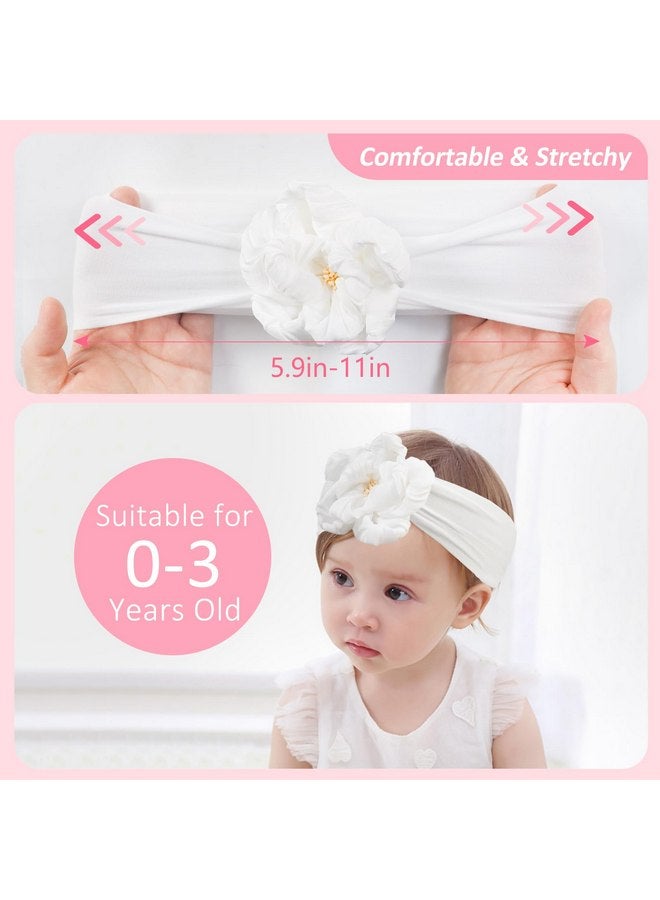 Fmeida Baby Girls Nylon Headband and Bow Big Flower Headbands Fashion Pink Hair Accessories for Newborns Infants - Image 2