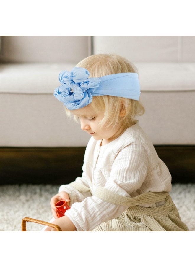 Fmeida Baby Girls Nylon Headband and Bow Big Flower Headbands Fashion Pink Hair Accessories for Newborns Infants - Image 5