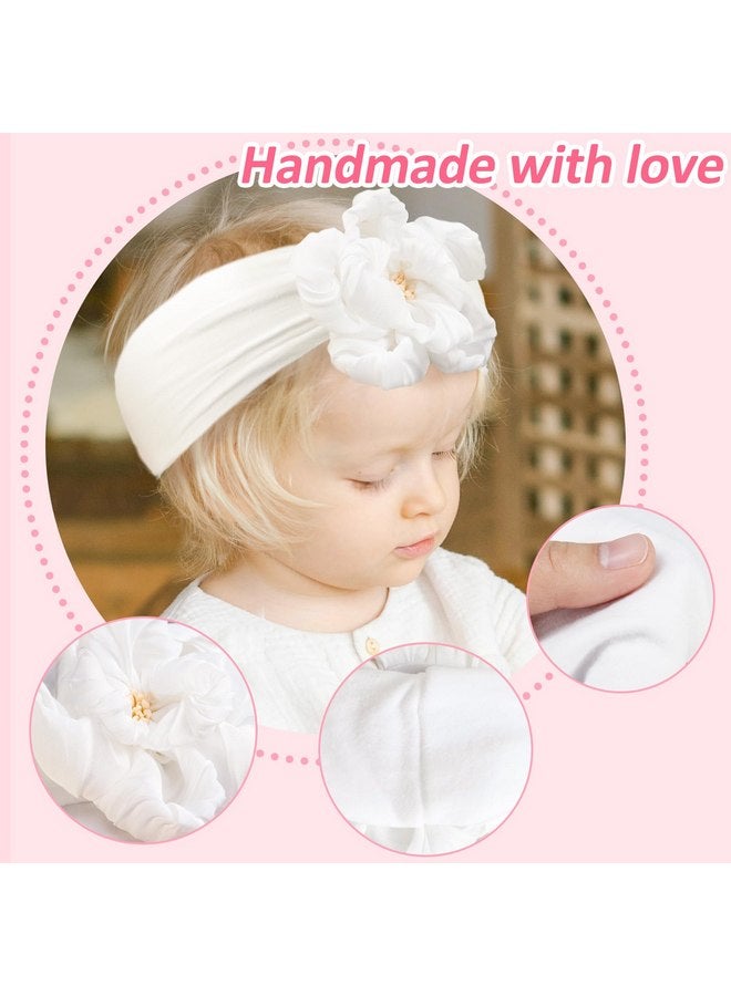Fmeida Baby Girls Nylon Headband and Bow Big Flower Headbands Fashion Pink Hair Accessories for Newborns Infants - Image 3
