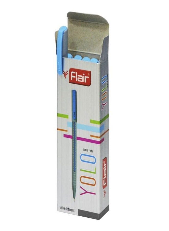FLAIR Yolo 0.6mm Ball Pen Wallet Pack | Light Weight Sleek Body With Smooth Performance | Low-Viscosity Ink For Smudge Free, Fine & Smooth Writing | Blue Ink, Pack of 10 Pens - Image 2