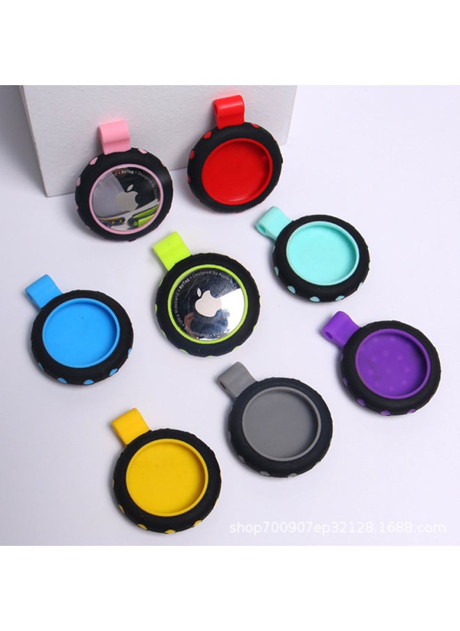 Generic - For Apple Airtag Protective Cover Airtags Pet Tracker Anti-Lost Device Locator Silicone Two-Color Protective Cover-Specification:Black Powder + Hardware Buckle - Image 1