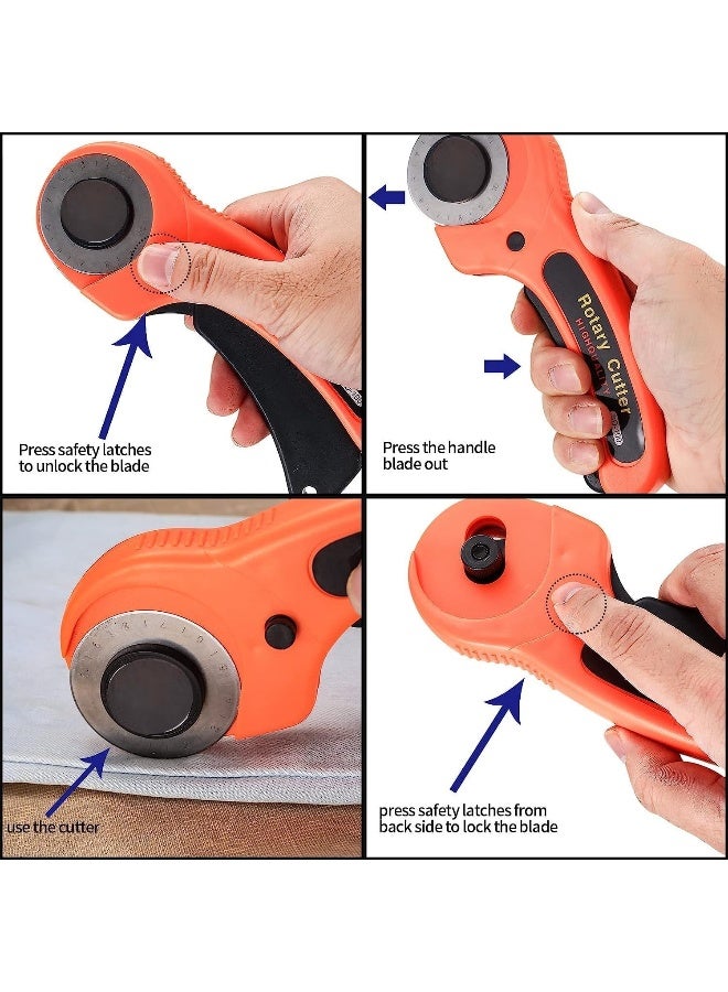 Biella Multipurpose Rotary Cutter - Rolling Cutter With Ergonomic Handle And Safety Lock For Fabric, Leather, Crafting, Sewing, Trimming, Cutting Etc  - Image 5