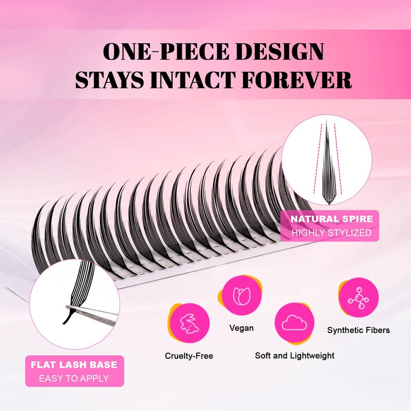 TDANCE Premade Anime Spire Lash Extensions for Professional Lash Artists - Anime Lashes Extensions, Plume Flake Lash Extensions, Lightweight, Perfect for Salon Use Comic Spire Lashes (0.07-D,8-15mm) - Image 4