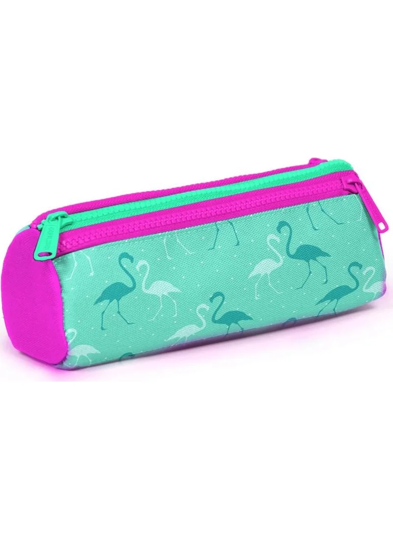 CORAL HIGH Kids Water Green Flamingo Patterned Three Compartment Pencil Bag 22315