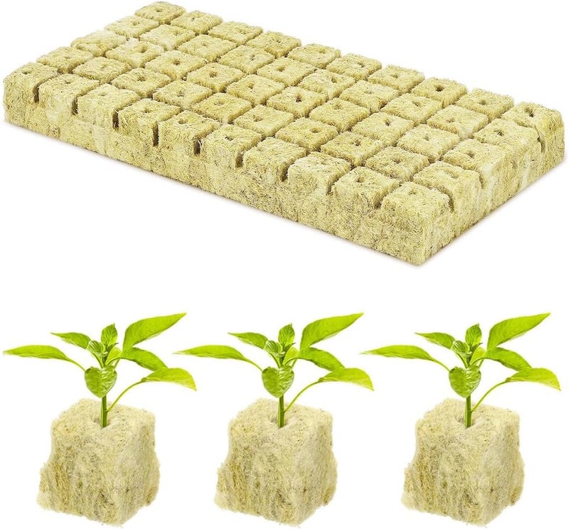 HASTHIP® 50Pcs Rockwool Seed Starter Cubes 1 Inch Hydroponic Growing Plugs, High-Density Stonewool Blocks for Germination & Cloning, Soil-Free Starter Kit for Vegetables, Herbs, Indoor - Image 1