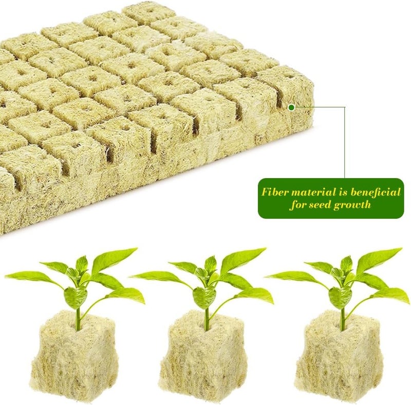 HASTHIP® 50Pcs Rockwool Seed Starter Cubes 1 Inch Hydroponic Growing Plugs, High-Density Stonewool Blocks for Germination & Cloning, Soil-Free Starter Kit for Vegetables, Herbs, Indoor - Image 5
