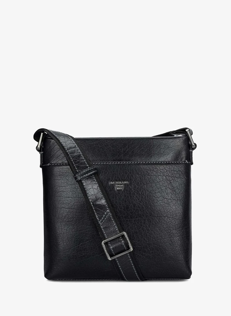 Elephant Pattern Leather Men Sling - Black