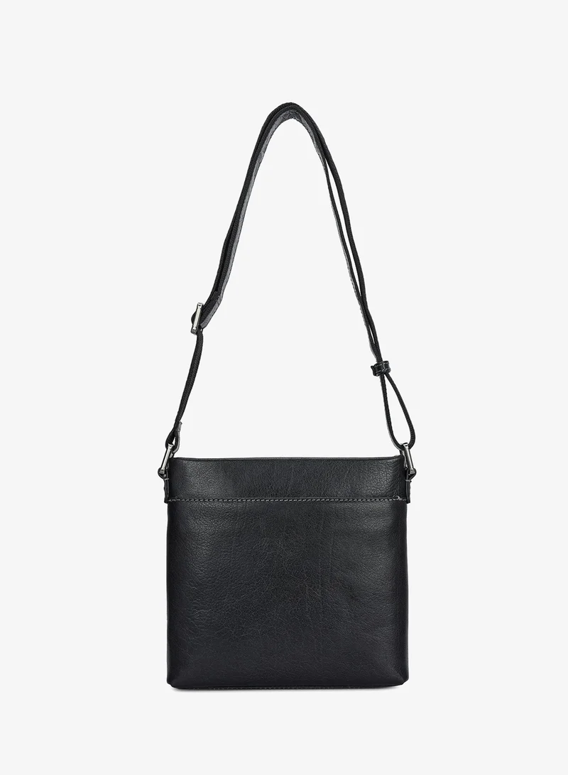Da Milano black Elephant Pattern Leather Men Sling - Black for Men | Best Price UAE
