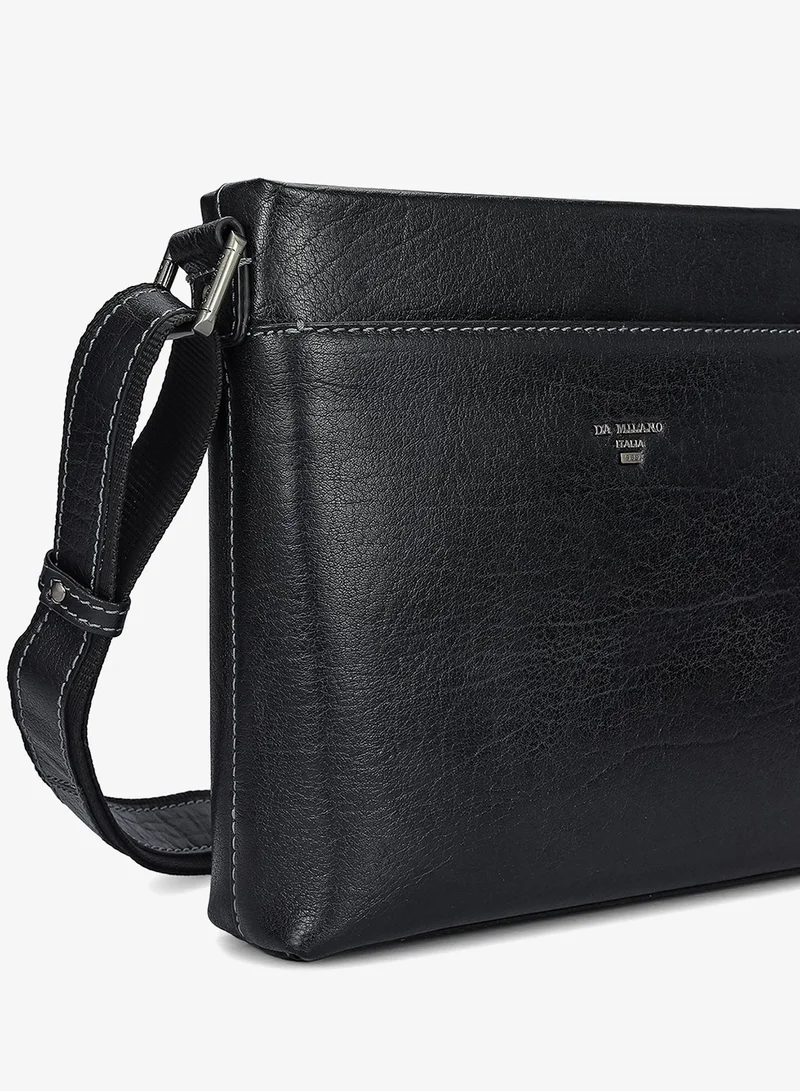 Da Milano black Elephant Pattern Leather Men Sling - Black for Men | Best Price UAE