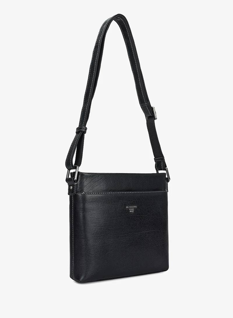 Da Milano black Elephant Pattern Leather Men Sling - Black for Men | Best Price UAE