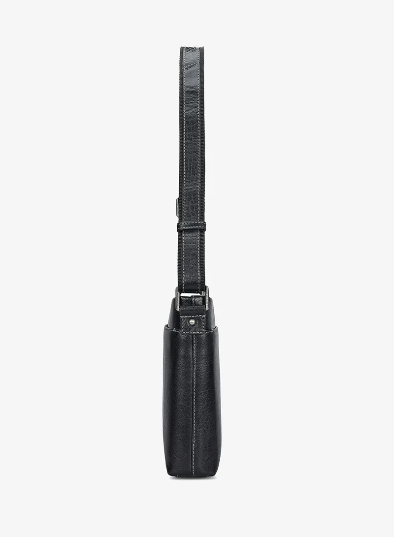 Da Milano black Elephant Pattern Leather Men Sling - Black for Men | Best Price UAE