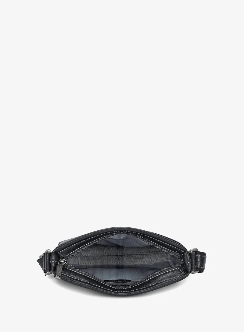 Da Milano black Elephant Pattern Leather Men Sling - Black for Men | Best Price UAE