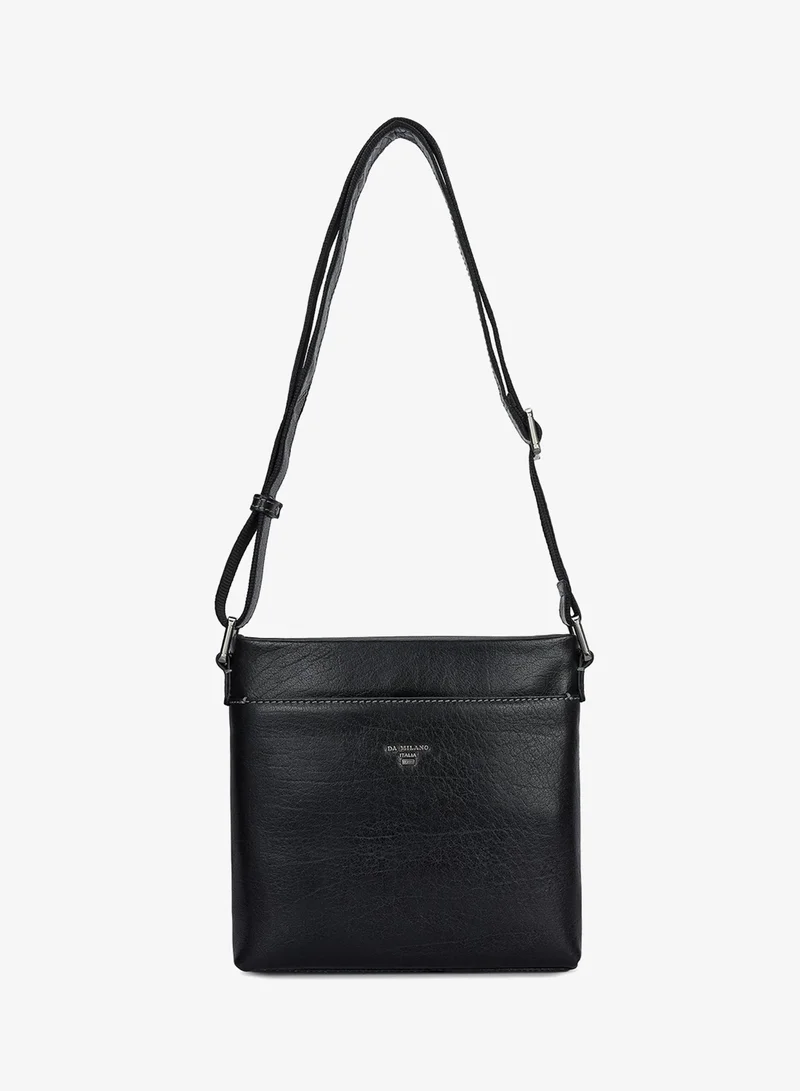 Da Milano black Elephant Pattern Leather Men Sling - Black for Men | Best Price UAE
