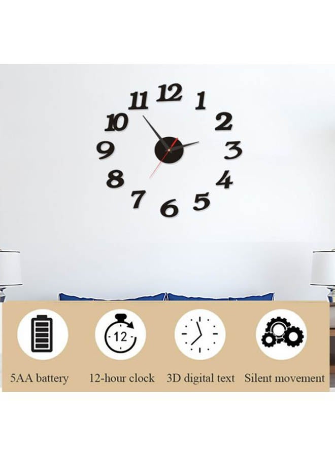 NIBEMINENT DIY Acrylic Wall Clock Sticker Black 15x10x4cm - Image 3