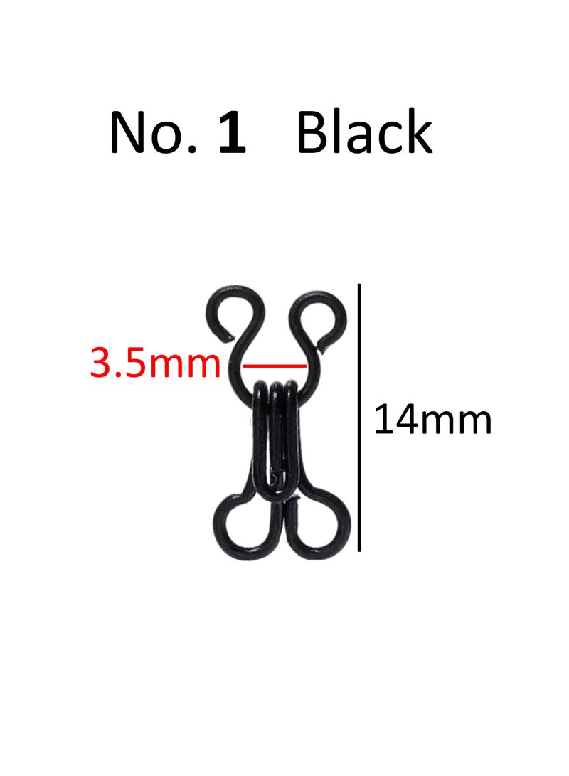 No.1, 24 Pieces, Black Color, Double Seam Hook Eye Buckle, Suitable For Clothes, Pants, Skirts, DIY Crafts, Multi-purpose Collar Buckle - Image 1