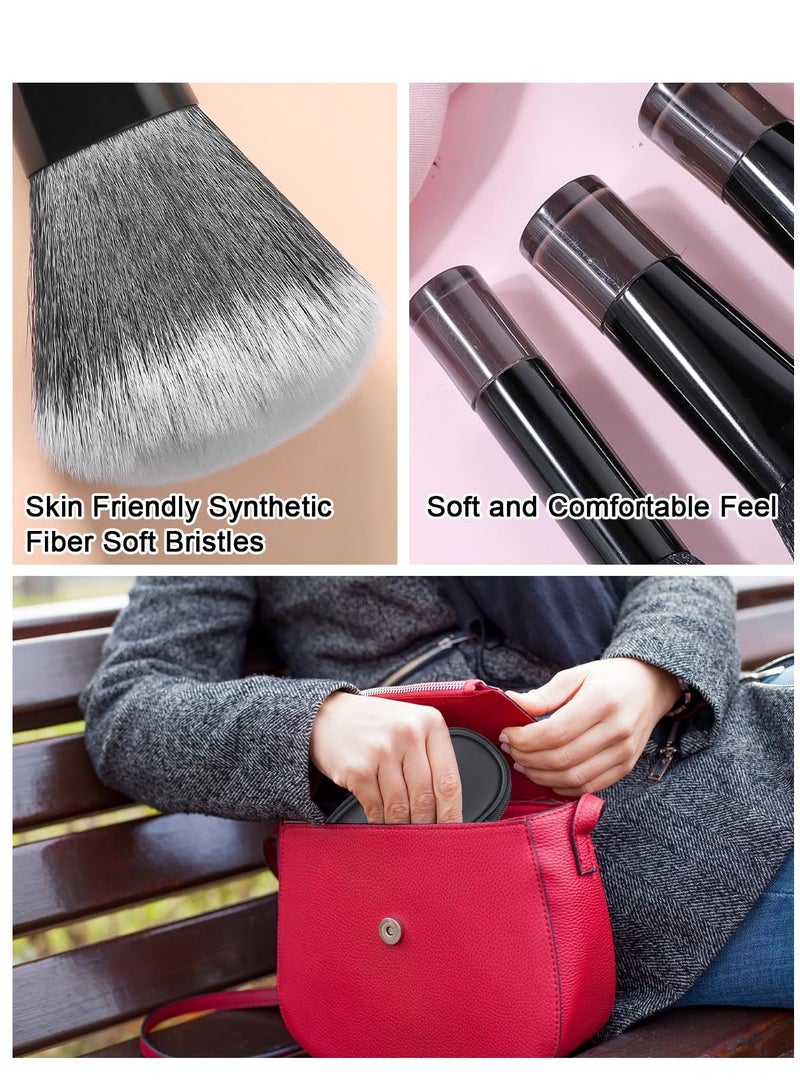 QIRRA 10 Pcs Portable Makeup Brush Set, Easy-Grip Full Function Mini Cosmetic Brush Set with Brush Bag  - Image 5
