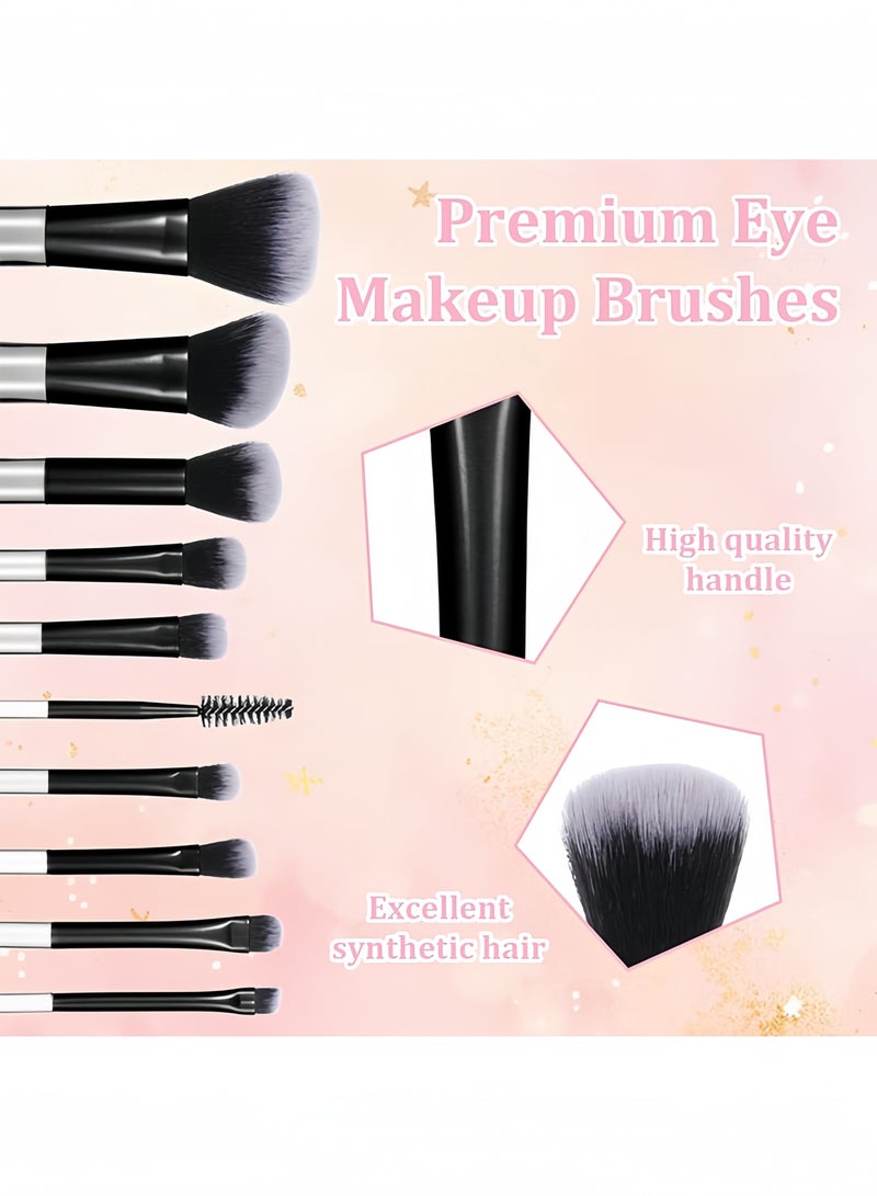 QIRRA 10 Pcs Portable Makeup Brush Set, Easy-Grip Full Function Mini Cosmetic Brush Set with Brush Bag  - Image 3