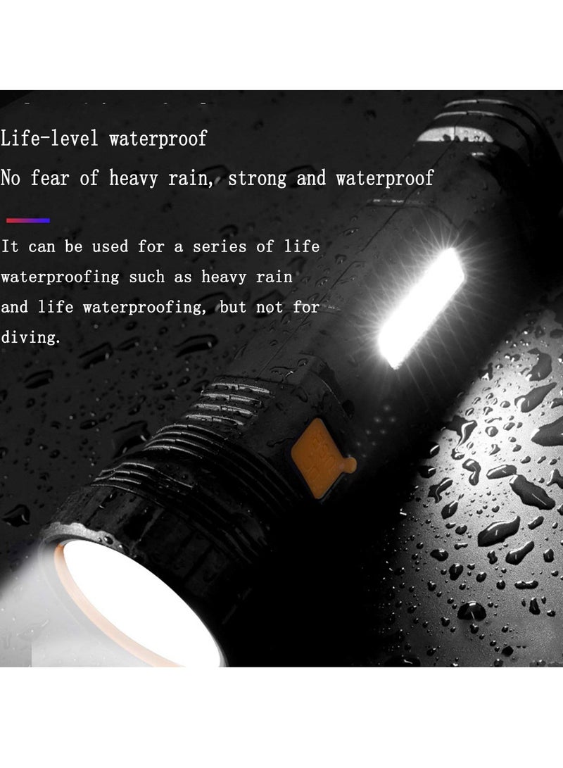 Flashlight, Solar or Rechargeable 1000 Lumens LED Flashlight Multi Function, with Emergency Strobe Light and 1200 Mah Battery, Power Supply USB Charging Cable, Fast Charging - Image 3