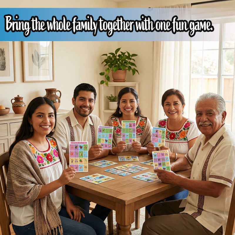Ambercalm Mexican Bingo Games Set in Spanish English for 20 Players,Millennial Bilingual Puerto Rico Game Cards,Baraja Mexicana Juegos para Baby Shower,20 Playing Boards and Full Deck of Calling Cards - Image 4