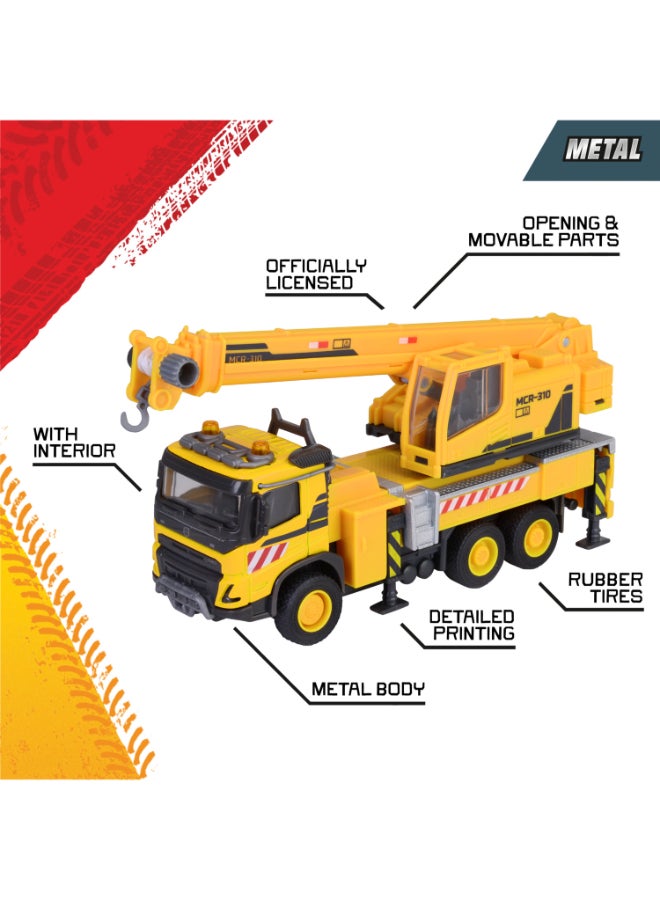 Majorette Volvo FMX Truck Crane, 22 cm Officially Licensed Volvo Construction Vehicle, 1:45 Scale Diecast Toy with Extendable & Rotatable Crane Arm, Winch, Freewheel and Rubber Tires, Ages 3+ - Image 4