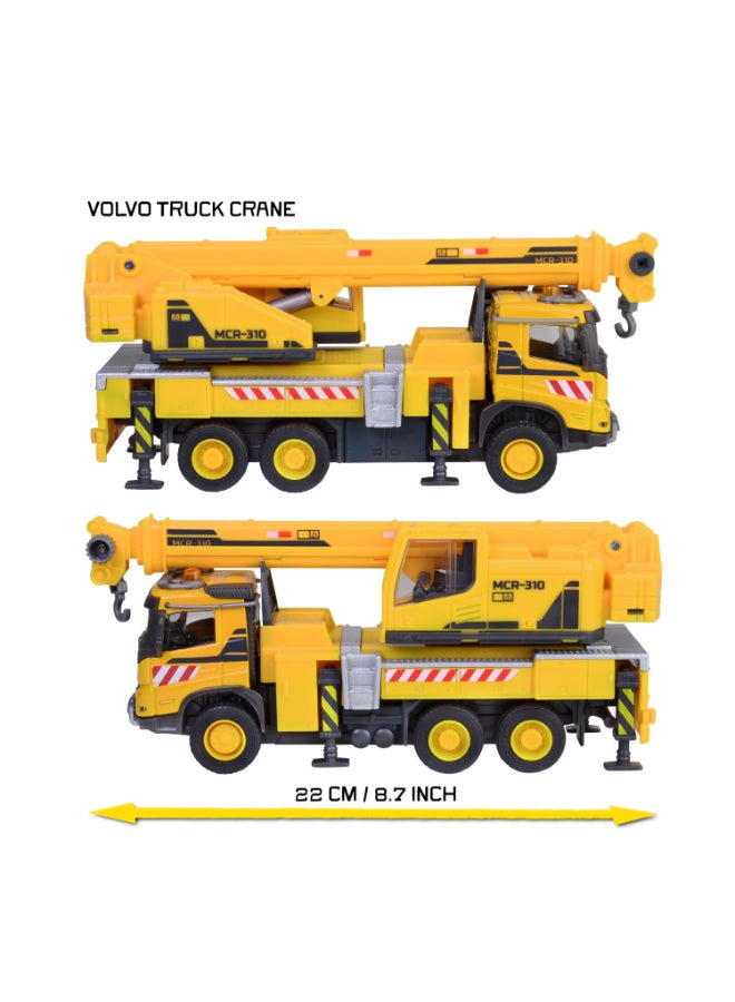 Majorette Volvo FMX Truck Crane, 22 cm Officially Licensed Volvo Construction Vehicle, 1:45 Scale Diecast Toy with Extendable & Rotatable Crane Arm, Winch, Freewheel and Rubber Tires, Ages 3+ - Image 3