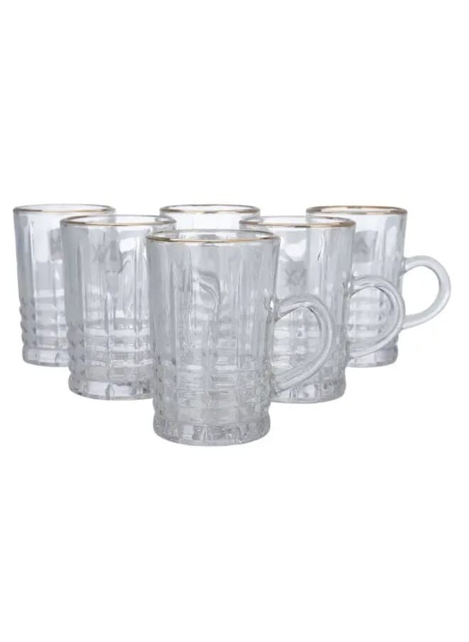 Alsaif Gallery Max tea set with glass handle and golden line 6 pieces  - Image 1