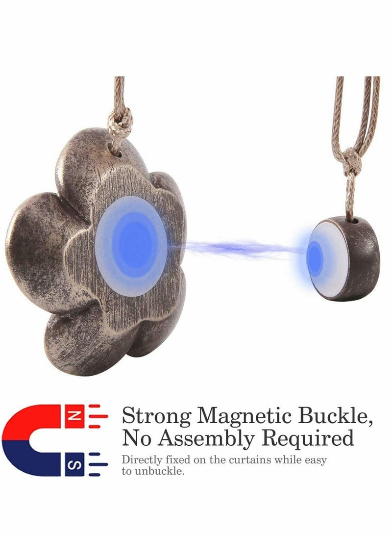 Excefore إبزيم زينة ستارة كاميليا العتيقة المغناطيسي، 2 قطعة من الروطان زهور ستارة للحماية بشكل عتيق لنوافذ المنزل والمكتب والمقهى والشرفة - برونزي - Image 4