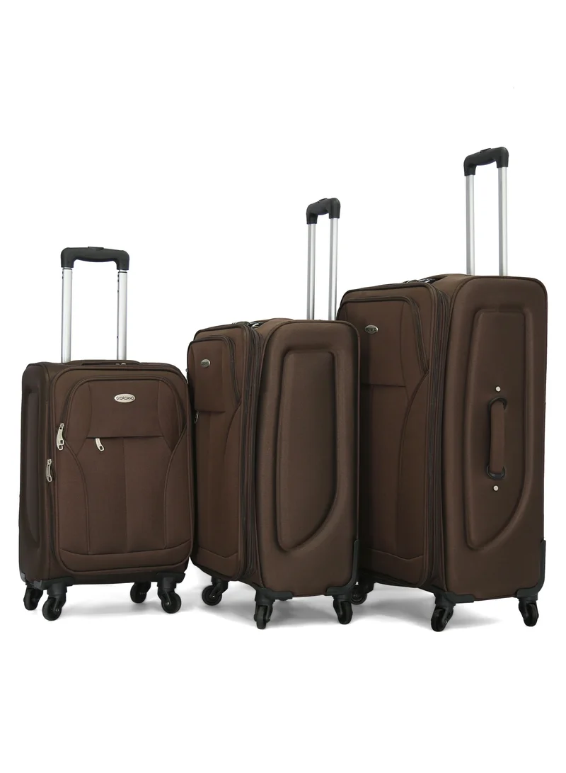 جيوردانو Giordano Softside  Luggage Trolley 3 PCS Set ,Coffee