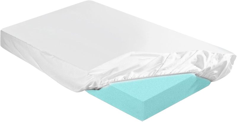 Waterproof Mattress Topper Cover - White Memory Foam Protector for Bedroom Home Use - Image 1