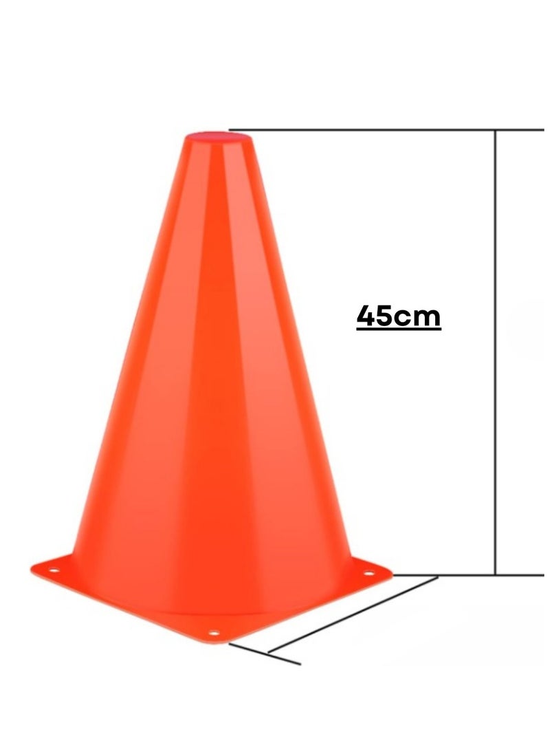 Spall 45cm" Sports Cones  Plastic Traffic Training Cones, Training for Basketball, Football, Skateboarding Practice - Obstacle Course for Indoor and Outdoor Party Events  - Image 1