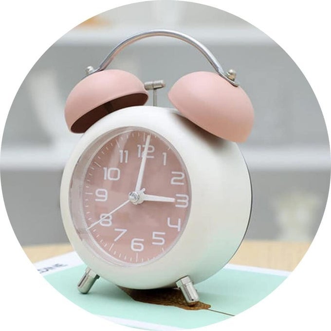 VINTAGE TWIN BELL ANALOGUE TABLE ALARM CLOCK WITH NIGHT LED BACKLIGHT MATT FINISH SILENT MOVEMENT EXTRA LOUD ALARM FOR HEAVY SLEEPERS SUITABLE FOR STUDENTS AND KIDS STUDY ROOM PINK