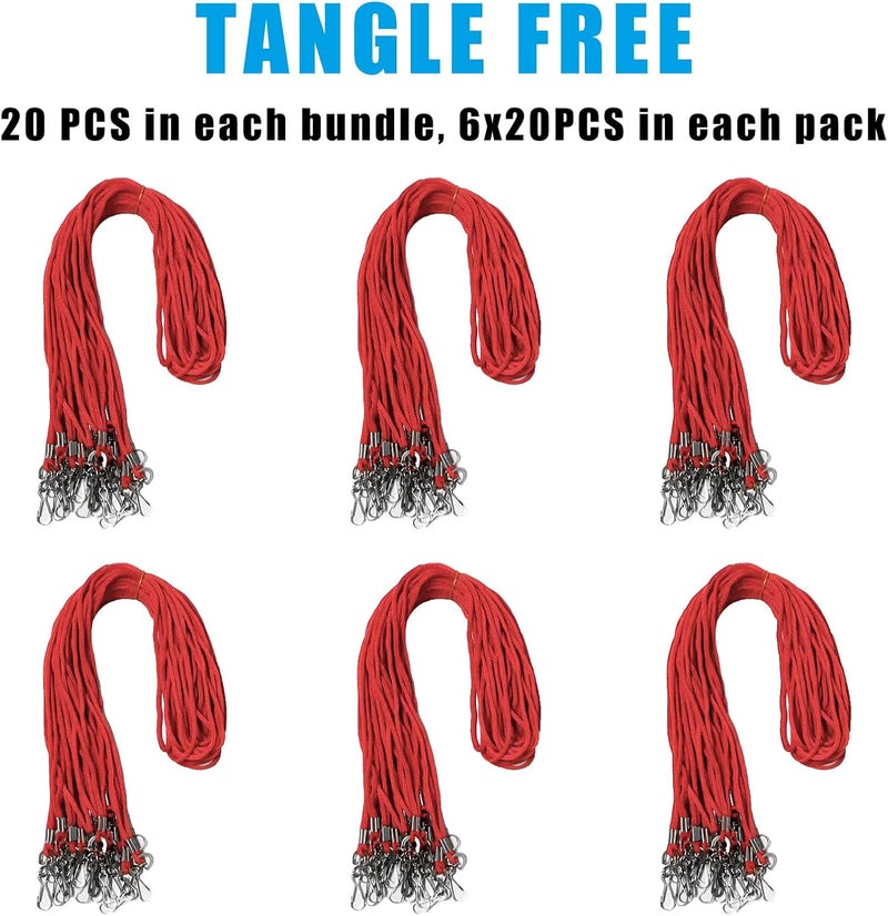 BAITEER 120 Pcs Red Lanyards Premium Bulk Lanyards Round 36" with Swivel J Hook for ID Name Badge Holder, VIP, School, Kids, Coach, Conference, Festival and Hang Keys - Image 2