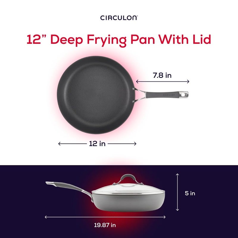 Circulon Radiance Deep Hard Anodized Nonstick Frying Pan /Skillet with Lid - 12 Inch, Gray - Image 3