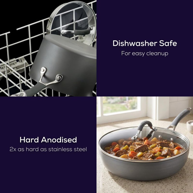 Circulon Radiance Deep Hard Anodized Nonstick Frying Pan /Skillet with Lid - 12 Inch, Gray - Image 5